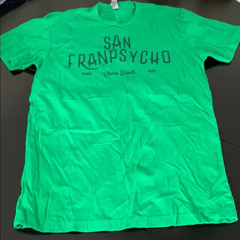 San Franpsycho Ocean Beach men’s tee jelly green